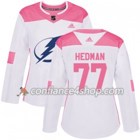 Adidas Maillot de Hockey Tampa Bay Lightning Victor Hedman 77 2017-2018 Blanc Rose Fashion Authentic - Femme